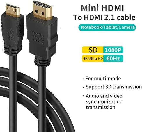4K Mini HDMI to HDMI Cable 3.3FT, 4K 60Hz High Speed HDMI to Mini HDMI Cable Male Bi-Directional 2.0 Cord, for Portable Monitor, HDTV, Tablet, Camera and Camcorder in Saudi Arabia