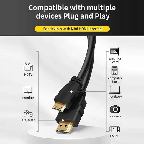4K Mini HDMI to HDMI Cable 3.3FT, 4K 60Hz High Speed HDMI to Mini HDMI Cable Male Bi-Directional 2.0 Cord, for Portable Monitor, HDTV, Tablet, Camera and Camcorder in Saudi Arabia