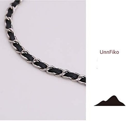 UnnFiko حزام كروس بسلسلة DIY مقاس 43 بوصة، سلاسل حقائب يد مصنوعة يدويًا وإكسسوارات وأشرطة كتف وأشرطة بديلة عبر الجسم (أسود وذهبي، سلسلة معدنية)... in Kuwait