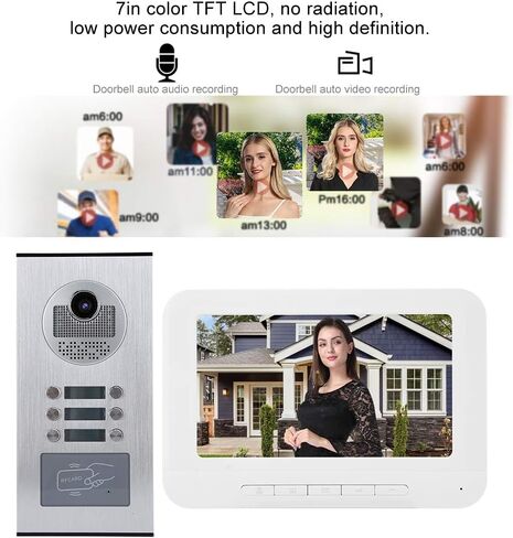 5 Apartments Video Intercom System,7in IR Cut Night Vision Video Doorbell, Rainproof Video Door Phone Door Intercom Entry System Access Control System for Villa Home Office(US Plug 100‑240V) in Saudi Arabia