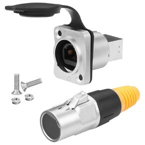 QIANRENON CAT6 RJ45 Outdoor Waterproof Network Connector RJ45 8P8C Female to Female Panel Mount Adapter Socket + RJ45 Ethernet Cable Waterproof Locked Sleeve,IP65,Shielded, for LED Outdoor Network