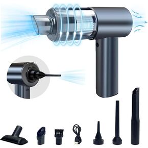 Compressed Air Duster, Portable Air Vacuum Cleaner, 15000PA Super Strong Suction, Car Portable Vacuum Cleaner Rechargeable with Multi-Nozzle Design for Car Home Office