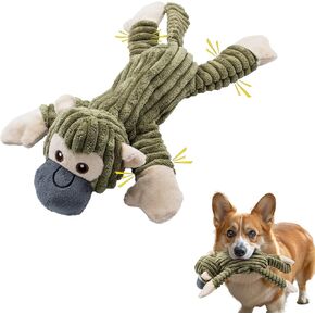 Dog Toys 2-in-1 Interactive Puppy Teething Chew Toy with Crinkle Sound Paper Tail Stuffed Rope Knot Dog,Keep Them Busy, Large Medium Small Breeds Indoor Play, Monkey Orangutan Shape