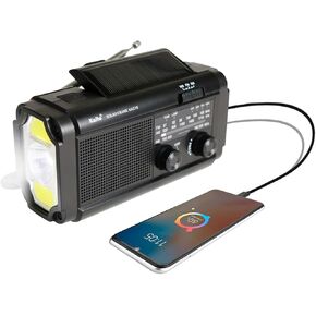 Kaito KA278 Emergency Radio – AM/FM NOAA Weather Radio and 4,000 mAh Power Bank Rechargeable with Solar Panel and Hand Crank (Yellow)