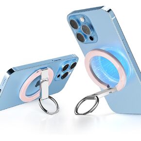 FlyCoco for MagSafe Ring Holder, Magnetic Phone Ring Holder Magnet Cell Phone Grip Finger Ring Kickstand with 2-Way Adjustable Stand for iPhone 16/15/14/13/12 Pro Max (Pink)