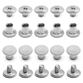 MroMax 10Pcs M5 Binding Screw, M5 x 15mm Nickel Plated Carbon Steel Cross Head Chicago Screw Binding Post Screw Kit for DIY Leather Decoration and Scrapbook and Photo Albums Bookbinding