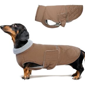 BRKURLEG Dog Winter Coat Warm Dog Jackets for Small and Medium Large Dogs Reflective Adjustable Dog Cold Weather Coats Waterproof Windproof Dog Snow Jacket Clothes Dog Warm Vest (XXL, Khaki)