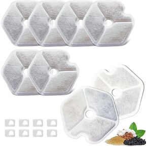 8 Packs Replacement Filters and Sponges for Smartoo 152oz/4.5L Wireless Cat Water Fountain (Model PTM-643)