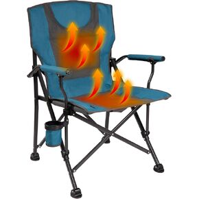 BACKYARD EXPRESSIONS PATIO · HOME · GARDEN , Metal, Blue/Grey Backyard Expressions Luxury Heated Portable Chair Camping, Sports and The Beach