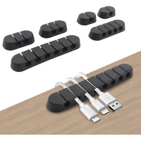 Cable Holder Clips Cord Organizer for Desk 7 Packs Cable Clips Self Adhesive for Charging Cable Audio Cable Mouse Cable Cord Management for Home Office Car, Black
