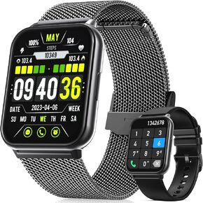 Smart Watch for Men Women(Answer/Make Calls), Fitness Tracker with 2 Watch Bands, with 110+ Sports, Message Notification/AI Voice Smart Fitness Tracker, Heart Rate/Sleep/Spo2 Monitor (Pink)
