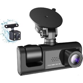 GoolRC 3 Channel Dash Cam Front and Rear Inside, Wide Angle Car Camera Recorder WIFI Interconnection Auto Safety Driving Recorder, Clear Car Rearview Mirror Car Video Recording Camcorder