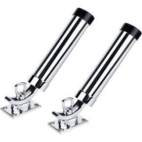 2 PCS 360 Degree Adjustable Fishing Rod Holder Deck Mount 316 Stainless Steel for Marine Boat Yacht