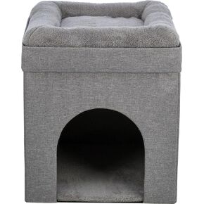 TRIXIE Harvey Cave for Cats, Cat Condo, Indoor Velvety Soft Cat Cube House, Foldable Cat Hideaway, Pet Condo for Cats and Small Dogs