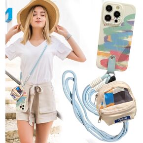 3 in 1 Phone Case Compatible with iPhone 15/15Pro/15Pro Max, with Purse Pouch & Braid Lanyard, Soft TPU Phone Cover,Crossbody Phone Chain, for Women and Girls. (for iPhone15 ProMax) White