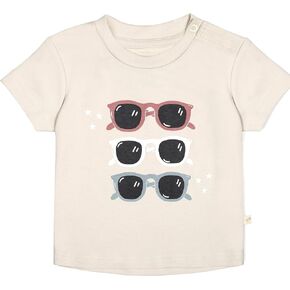 MakeMake Organics GOTS Certified Organic Cotton Baby Toddler Graphic Crew Neck Tee with Snap Buttoned Collar