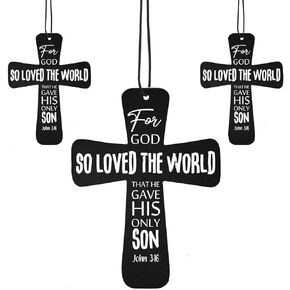 24 Pcs Cross Shape Car Air Fresheners Christian Automotive Scents Freshener Printed with God Bless You Car Rearview Mirror Pendant Provide Long Lasting Scent for Home or Car Christmas Tree Decorations