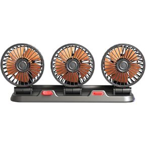 Electric fan, 3 Heads Car Fan Portable Air Cooling Fan Silent Electric Fan 360° Rotation with 2 Wind Speed Phone Number Display for Car Truck SUV RV Marine Boat in Kuwait