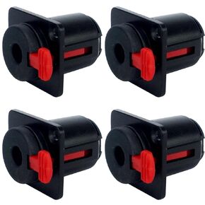 CESS Black 1/4" Jacks TS and TRS Panel Mount Jack Locking Style D Series Size - 1/4 Inch Female Stereo and Mono/TRS and TS Audio Socket - 6.35mm Stereo and Mono Socket (4 Pack)