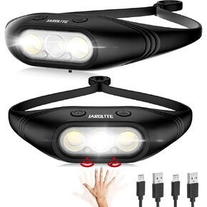Rechargeable Super Bright Headlamp 2PCS Whole Silicone Head Lamp, Motion Sensor LED Headlamp with Memory Function, 10 Modes Headlamps for Adults, Running, Camping, Hiking, Working.