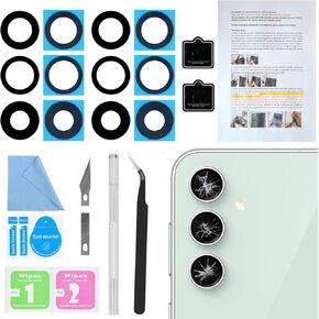 2PCS Galaxy S23 FE Back Rear Camera Lens Glass Replacement, ASDAWN Back Lens Glass for Samsung Galaxy S23 FE 6.4 inches All Carriers with Free Lens Film + Installation Manual + Repair Tool Set