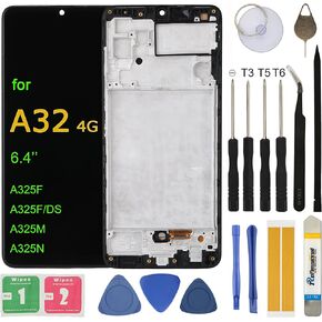 LCD Screen Replacement for Samsung Galaxy A32 4G 6.4" SM-A325F, A325F/DSA325M A325N Assembly LCD Display Touch Screen Digitizer Repair Tools Frame(Not for 5G)