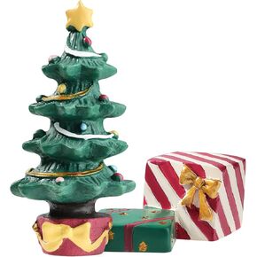 Christmas Aquarium Decoration Set: Christmas Fish Tank Decorations Xmas Tree Figure Present Box Miniature Resin Micro Landscape Ornaments for Fish Tank Supplies Table Decor