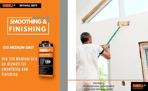 Fandeli | Multi-Purpose Sanding Paper | Grit 80 | 25 Sheets of 4-1/4 in.x 11 in | Perfect for Sanding Drywall | Hand Sanding | Orbital Sanders in Kuwait