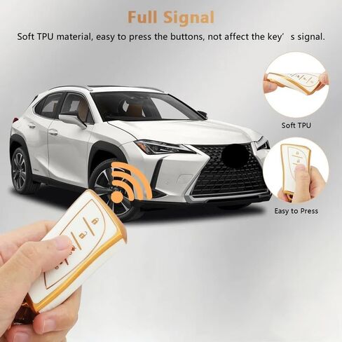 PIFOOG لسيارة Mercedes Key Fob Cover TPU Key Case Soft Car Keys Protector Fit Mercedes Benz AMG C E M S CLS CLA GLK GLA GLC GLE Smart Keychain Keychain Girly Women White Gold in Kuwait