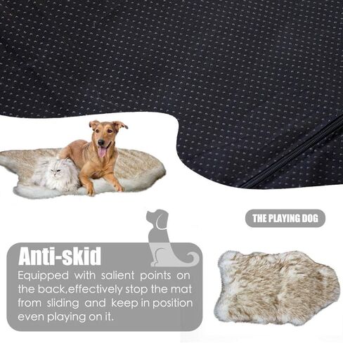 بساط سرير للكلاب الأليفة من الفرو الصناعي للكلاب الصغيرة والقطط، وسادة سرير للحيوانات الأليفة من القطيفة فائقة النعومة من Puprug، سجادة مرتبة لسرير الحيوانات الأليفة للكلاب والقطط، بيج in Kuwait