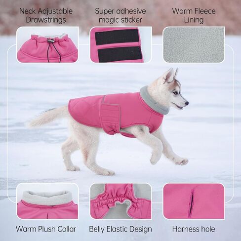 BRKURLEG Dog Winter Coat Warm Dog Jackets for Small and Medium Large Dogs Reflective Adjustable Dog Cold Weather Coats Waterproof Windproof Dog Snow Jacket Clothes Dog Warm Vest (XXL, Khaki) in Saudi Arabia