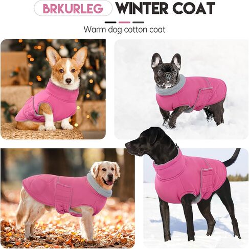 BRKURLEG Dog Winter Coat Warm Dog Jackets for Small and Medium Large Dogs Reflective Adjustable Dog Cold Weather Coats Waterproof Windproof Dog Snow Jacket Clothes Dog Warm Vest (XXL, Khaki) in Saudi Arabia