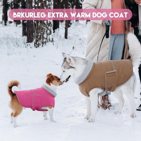 BRKURLEG Dog Winter Coat Warm Dog Jackets for Small and Medium Large Dogs Reflective Adjustable Dog Cold Weather Coats Waterproof Windproof Dog Snow Jacket Clothes Dog Warm Vest (XXL, Khaki) in Saudi Arabia