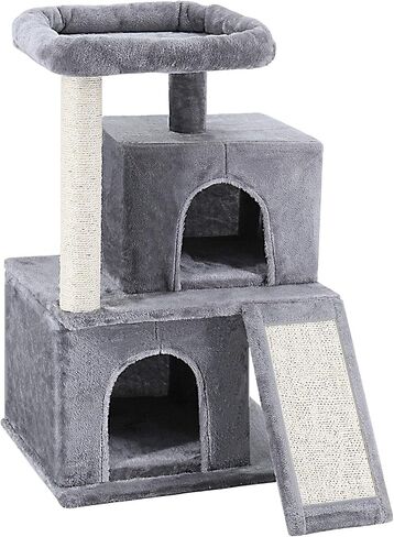 FluffyDream Cat Tree Condo with Scratching Post, Cat Tower Pet Play House with Toy, Grey, 17 Inch (43cm) in Kuwait