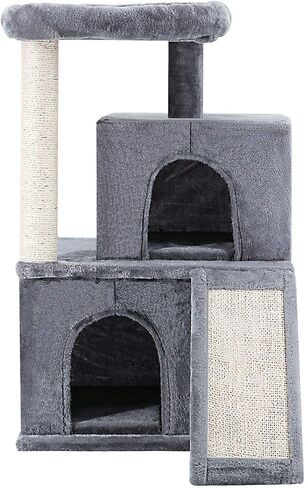 FluffyDream Cat Tree Condo with Scratching Post, Cat Tower Pet Play House with Toy, Grey, 17 Inch (43cm) in Kuwait
