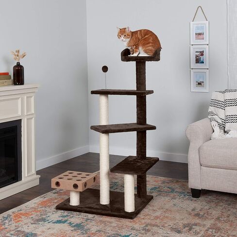 Furhaven Tiger Tough Cat Tree Soft Clubhouse Playground w/ Toys & Condo - Cream, One Size in Saudi Arabia