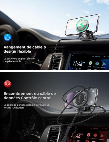 LISEN لشاحن تثبيت السيارة MagSafe بقدرة 15 وات، شاحن سيارة لاسلكي مغناطيسي بفتحة تهوية/لوحة أجهزة القياس iPhone، شحن سريع للغاية MagSafe شحن لاسلكي لهاتف iPhone 16 15 14 13 12، أسود in Saudi Arabia