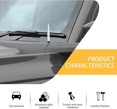 1 PC Car Bullet Antenna, 0.8In x 5.4In Dust-Proof Vehicle Radio Signal External Antenna, Signal Receiving Adapter, Compatible with Ford F150 Wrangler Jeep Chevrolet (White) in Saudi Arabia