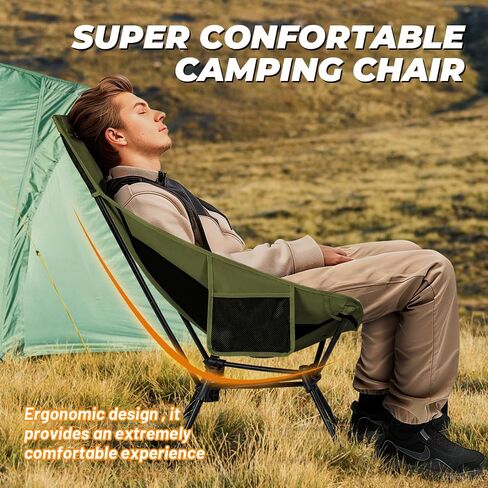 CANWAY Camping Chairs - High Back Folding Chair with Headrest for Adults, Lightweight Camping Chair for Outdoor, Hiking, Travel, Picnic, Lawn Concerts (Black) in Saudi Arabia