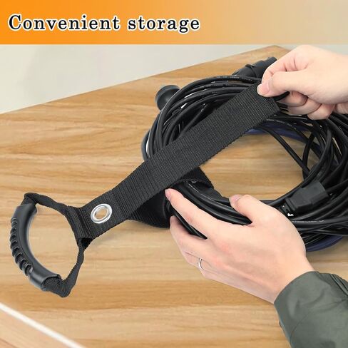 منظم سلك تمديد محمول - عبوتان من أشرطة تخزين بخطاف وحلقة مع مقبض حمل وحلقة معدنية، حامل خرطوم الحديقة، أشرطة تخزين شديدة التحمل للكابلات والحبال وخراطيم المياه in Kuwait