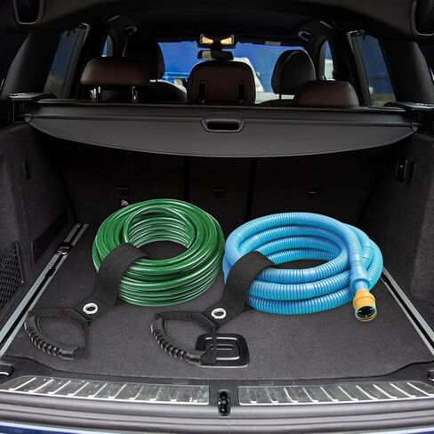 منظم سلك تمديد محمول - عبوتان من أشرطة تخزين بخطاف وحلقة مع مقبض حمل وحلقة معدنية، حامل خرطوم الحديقة، أشرطة تخزين شديدة التحمل للكابلات والحبال وخراطيم المياه in Kuwait