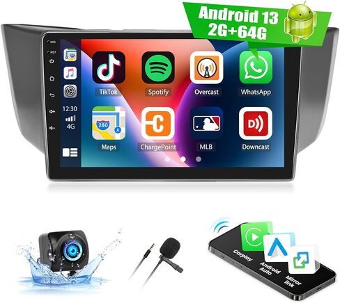 UNITOPSCI 2G+64G راديو ستيريو للسيارة Android لكزس RX300/RX330/RX350/RX400H 2004-2009 CarPlay Android Auto، شاشة لمس 9 بوصة نظام تحديد المواقع العالمي (GPS) بلوتوث مرآة رابط FM/RDS SWC كاميرا احتياطية ميكروفون in Saudi Arabia