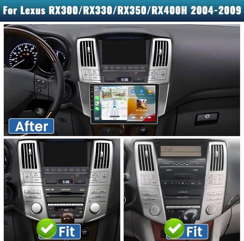 UNITOPSCI 2G+64G راديو ستيريو للسيارة Android لكزس RX300/RX330/RX350/RX400H 2004-2009 CarPlay Android Auto، شاشة لمس 9 بوصة نظام تحديد المواقع العالمي (GPS) بلوتوث مرآة رابط FM/RDS SWC كاميرا احتياطية ميكروفون in Saudi Arabia
