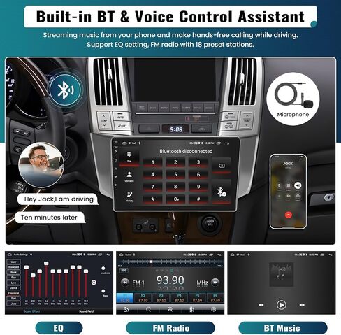 UNITOPSCI 2G+64G راديو ستيريو للسيارة Android لكزس RX300/RX330/RX350/RX400H 2004-2009 CarPlay Android Auto، شاشة لمس 9 بوصة نظام تحديد المواقع العالمي (GPS) بلوتوث مرآة رابط FM/RDS SWC كاميرا احتياطية ميكروفون in Saudi Arabia