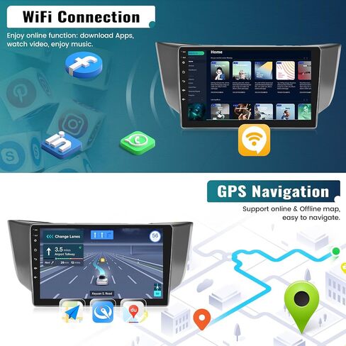 UNITOPSCI 2G+64G راديو ستيريو للسيارة Android لكزس RX300/RX330/RX350/RX400H 2004-2009 CarPlay Android Auto، شاشة لمس 9 بوصة نظام تحديد المواقع العالمي (GPS) بلوتوث مرآة رابط FM/RDS SWC كاميرا احتياطية ميكروفون in Saudi Arabia