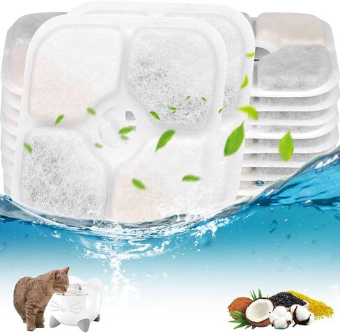 20 Pack Cat Water Fountain Filters for Catit PIXI Drinking Fountain, Fountain Filter Replacement Triple Action Water Filter with Ion Exchange Resin & Activated Carbon, Keep Your Cat Healthy in Saudi Arabia