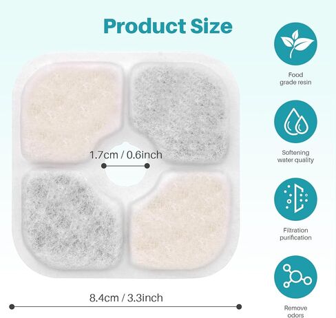 20 Pack Cat Water Fountain Filters for Catit PIXI Drinking Fountain, Fountain Filter Replacement Triple Action Water Filter with Ion Exchange Resin & Activated Carbon, Keep Your Cat Healthy in Saudi Arabia