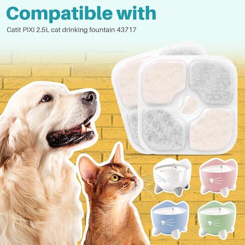 20 Pack Cat Water Fountain Filters for Catit PIXI Drinking Fountain, Fountain Filter Replacement Triple Action Water Filter with Ion Exchange Resin & Activated Carbon, Keep Your Cat Healthy in Saudi Arabia
