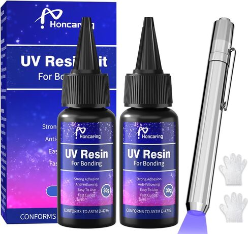 UV Resin Kit with Light, Fast Drying UV Resin, Bonding & Repairing in Seconds, 30g/1oz Clear UV Glue with UV Penlight for Resin, Plastic, Glass, Acrylic in Saudi Arabia