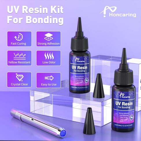 UV Resin Kit with Light, Fast Drying UV Resin, Bonding & Repairing in Seconds, 30g/1oz Clear UV Glue with UV Penlight for Resin, Plastic, Glass, Acrylic in Saudi Arabia